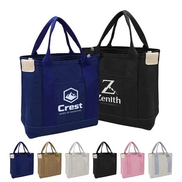 Small Cotton Canvas Tote Bag W/Divider&Front Pocket
