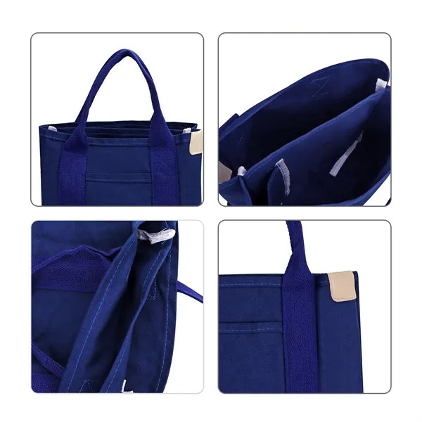Small Cotton Canvas Tote Bag W/Divider&Front Pocket