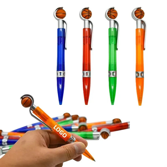 Basketball shaped ballpoint pen push button transparent