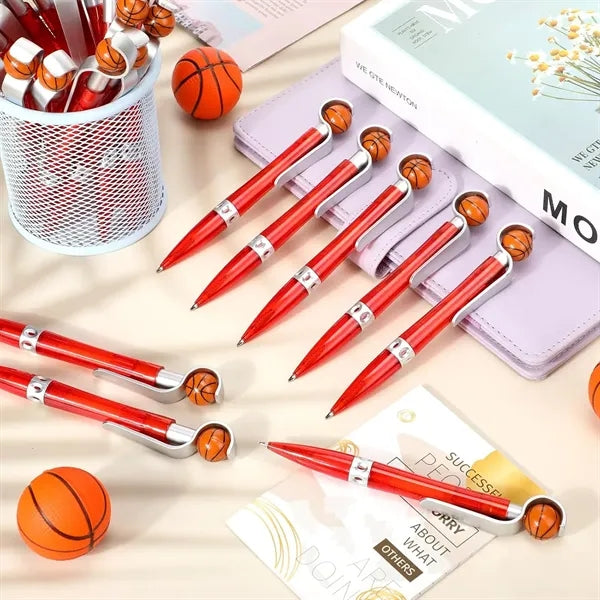 Basketball shaped ballpoint pen push button transparent