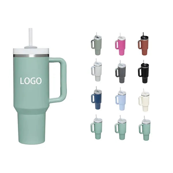 40 oz Vacuum Tumbler w/ Handle & Straw