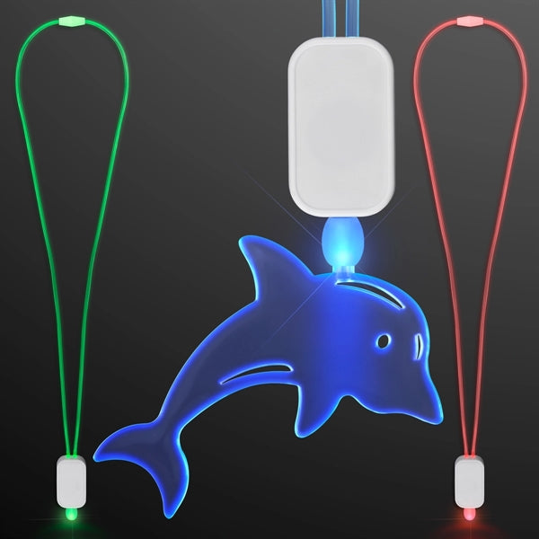 LED Lanyards with Acrylic Dolphin Pendant