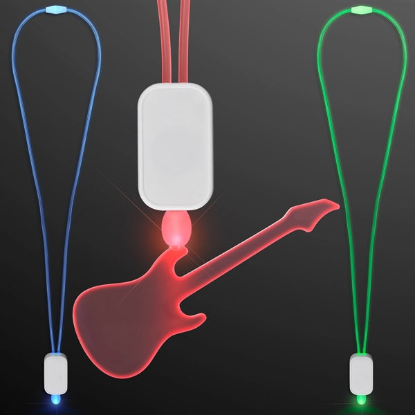 LED Neon Lanyards with Acrylic Guitar Pendant