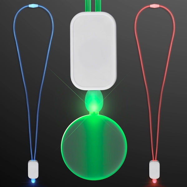 LED Neon Lanyards with Acrylic Circle Pendant