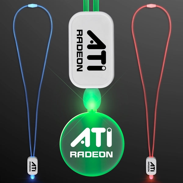 LED Neon Lanyards with Acrylic Circle Pendant