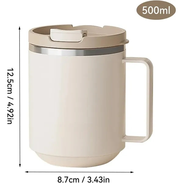 Stainless Steel Coffee Mug With Lid & Handle