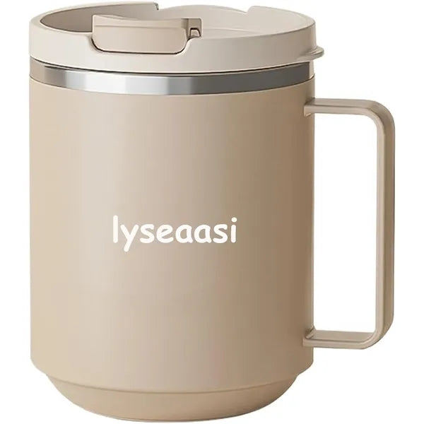 Stainless Steel Coffee Mug With Lid & Handle