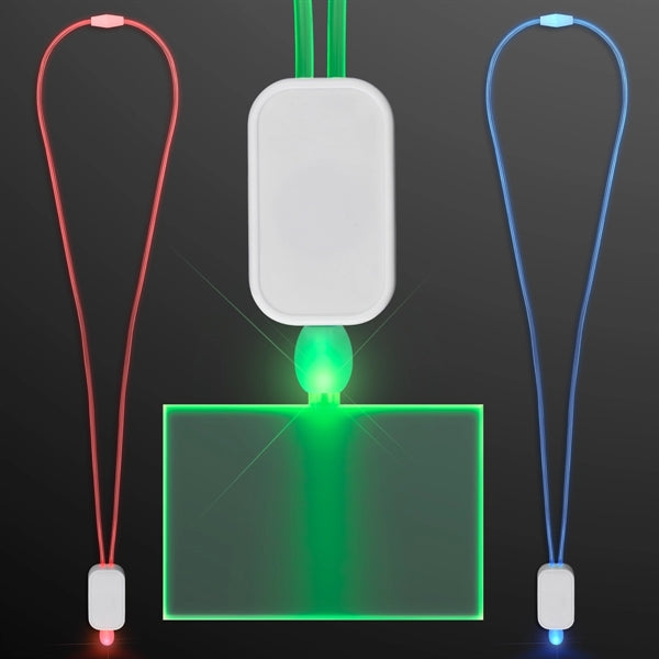 LED Green Lanyard with Acrylic Rectangle Pendant-