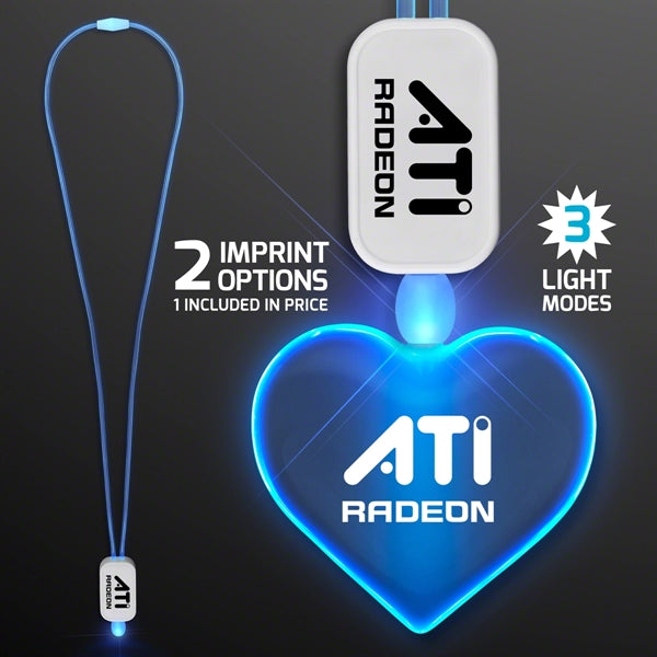 LED Neon Lanyards with Acrylic Heart Pendant