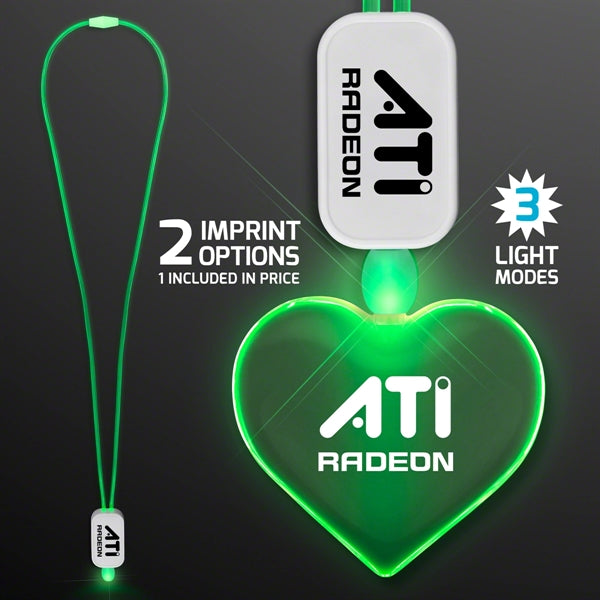 LED Neon Lanyards with Acrylic Heart Pendant