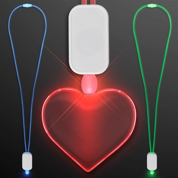 LED Neon Lanyards with Acrylic Heart Pendant