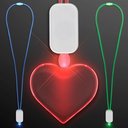 LED Neon Lanyards with Acrylic Heart Pendant
