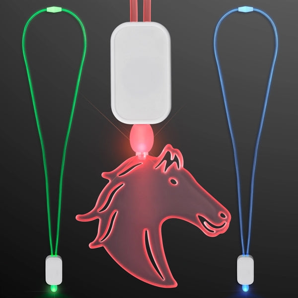 LED Neon Lanyards with Acrylic Horse Pendant
