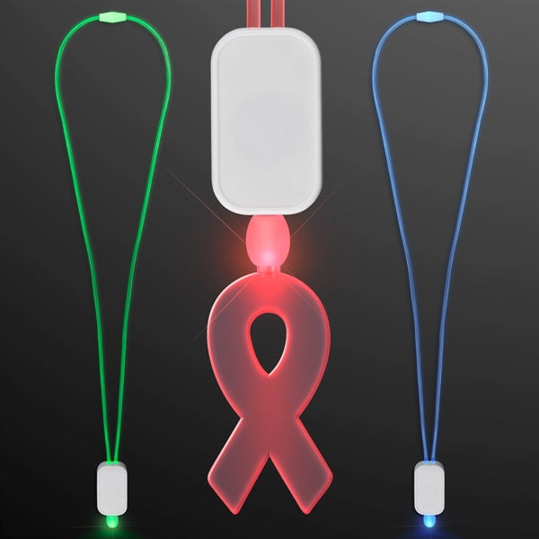 LED Neon Lanyard with Acrylic Ribbon Pendant