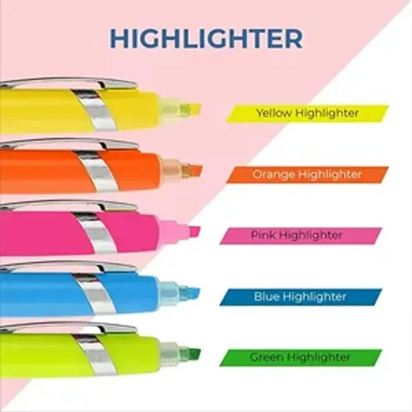 Highlighter Colorful Barrels Yellow Highlighters Black Pens