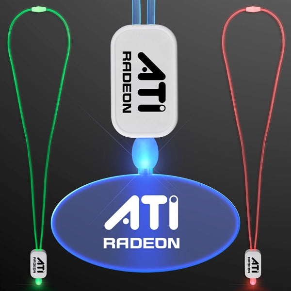 LED Neon Lanyard with Acrylic Oval Pendant