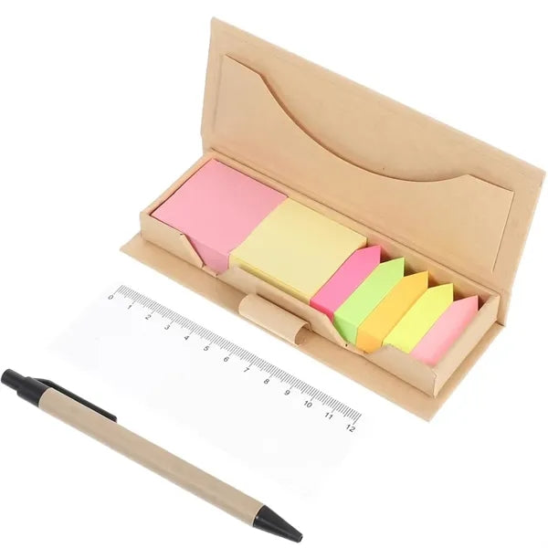 Multifunctional Sticky Note Box With Ruler And Pen