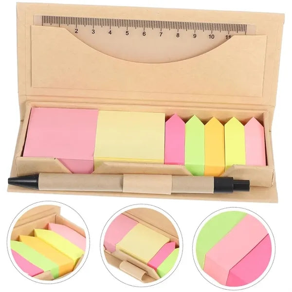 Multifunctional Sticky Note Box With Ruler And Pen