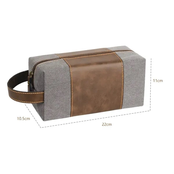 Felt and PU Leather Toiletry Bag with Handle