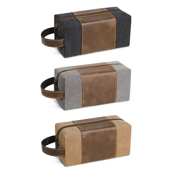 Felt and PU Leather Toiletry Bag with Handle