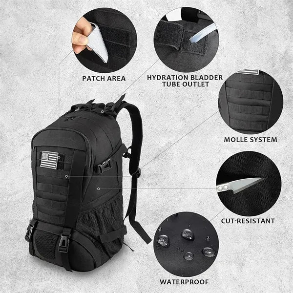 Tactical Backpack for Hiking Day Pack with Flag Patch