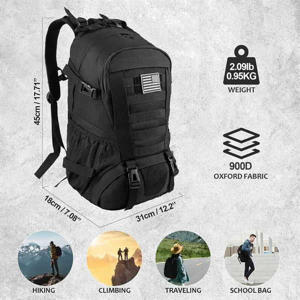 Tactical Backpack for Hiking Day Pack with Flag Patch