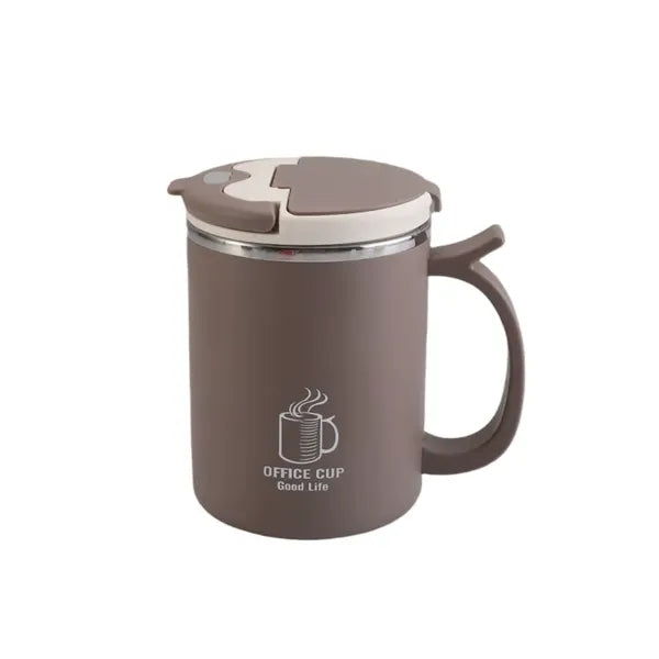 16oz Stainless Steel Coffee Mug with spoon & straw