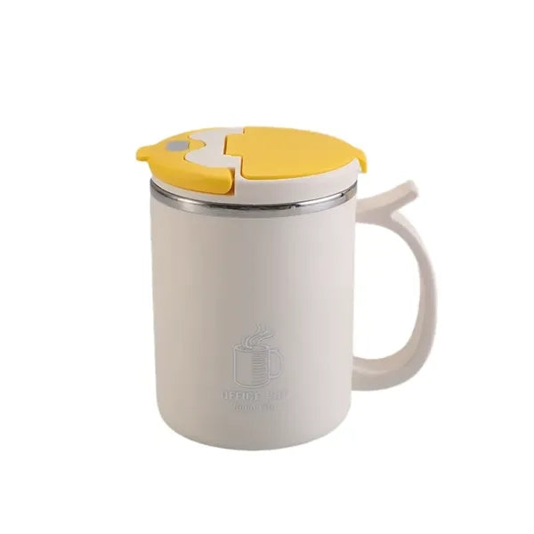 16oz Stainless Steel Coffee Mug with spoon & straw