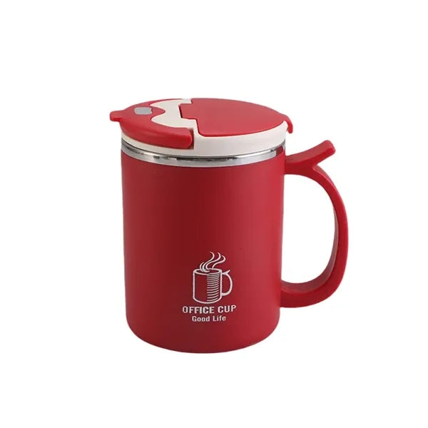 16oz Stainless Steel Coffee Mug with spoon & straw
