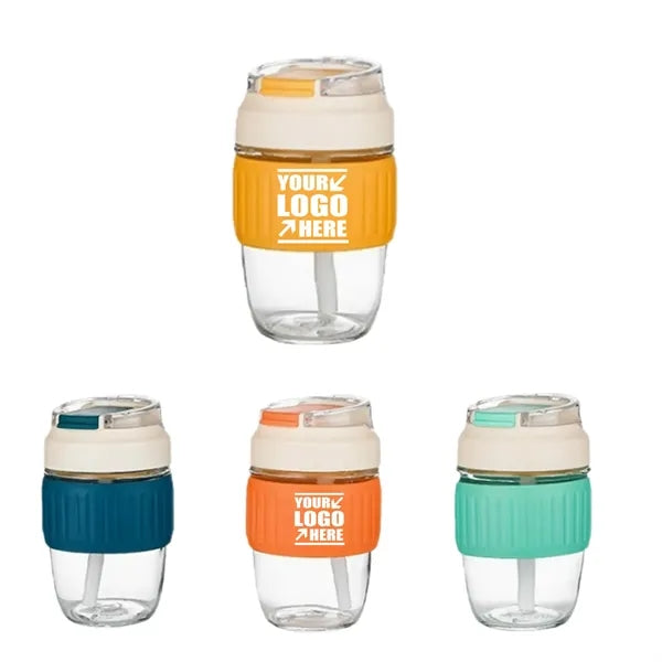 Glass Cups with Lids and Straws Portable Iced Coffee