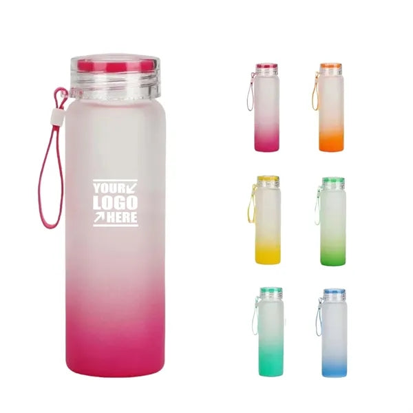17oz Tumbler Frosted Gradient Mugs Glass Water Bottle