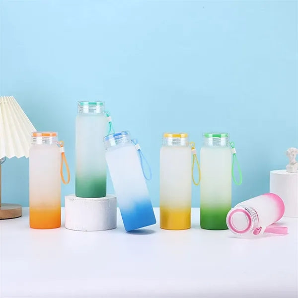 17oz Tumbler Frosted Gradient Mugs Glass Water Bottle