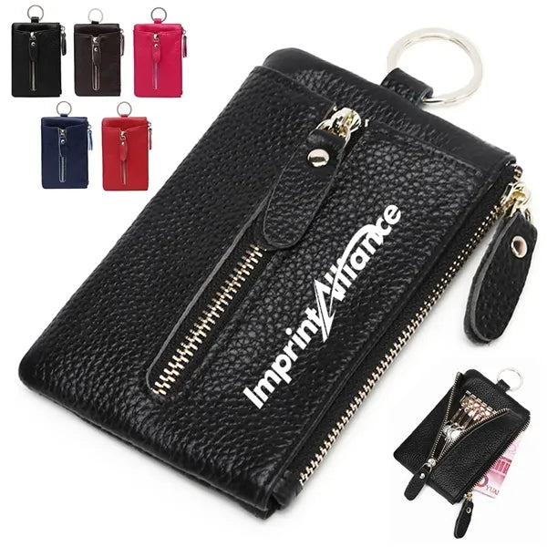 PU Leather Key Holder Wallet with Zipper and Ring