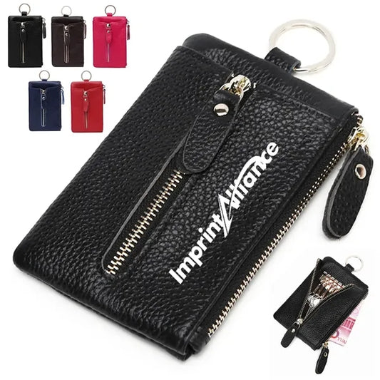 PU Leather Key Holder Wallet with Zipper and Ring