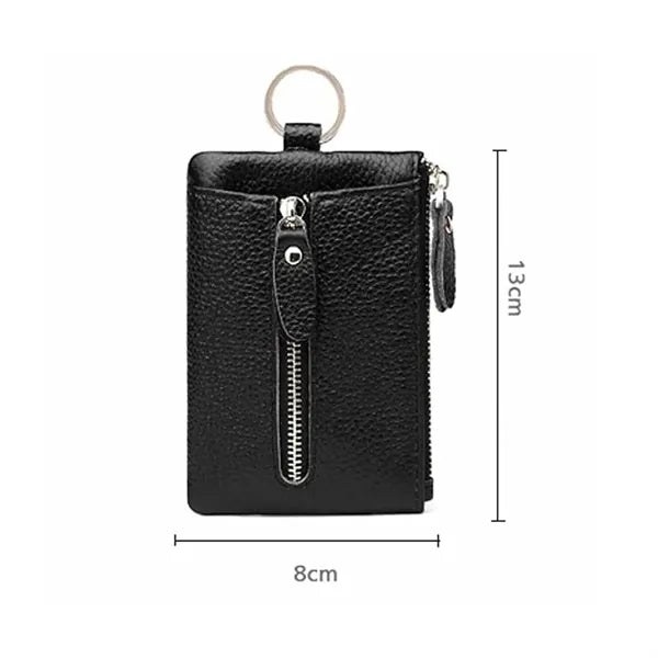 PU Leather Key Holder Wallet with Zipper and Ring