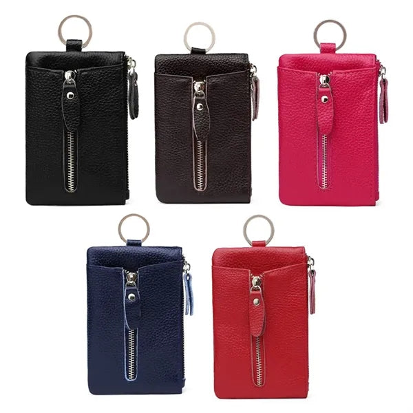 PU Leather Key Holder Wallet with Zipper and Ring