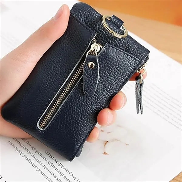 PU Leather Key Holder Wallet with Zipper and Ring