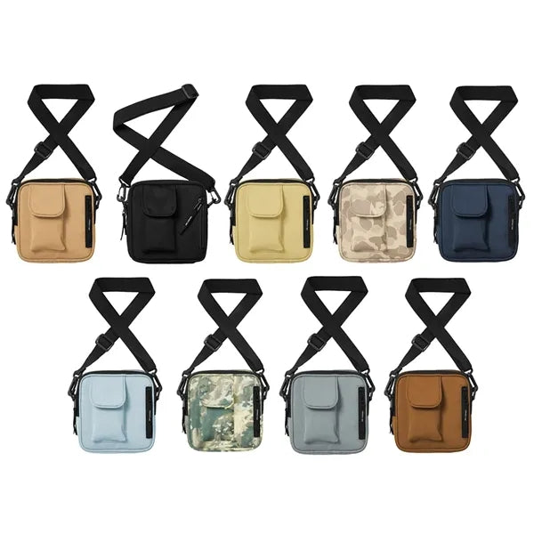 Nylon Crossbody Bag with Front Pocket and Adjustable Strap