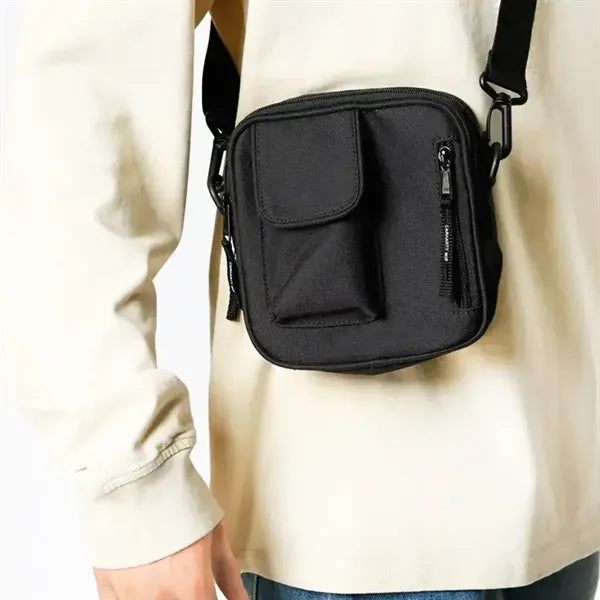 Nylon Crossbody Bag with Front Pocket and Adjustable Strap