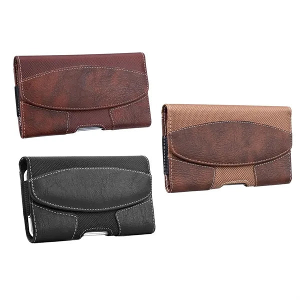 Leather Phone Holster with Belt Clip and Magnetic Flap