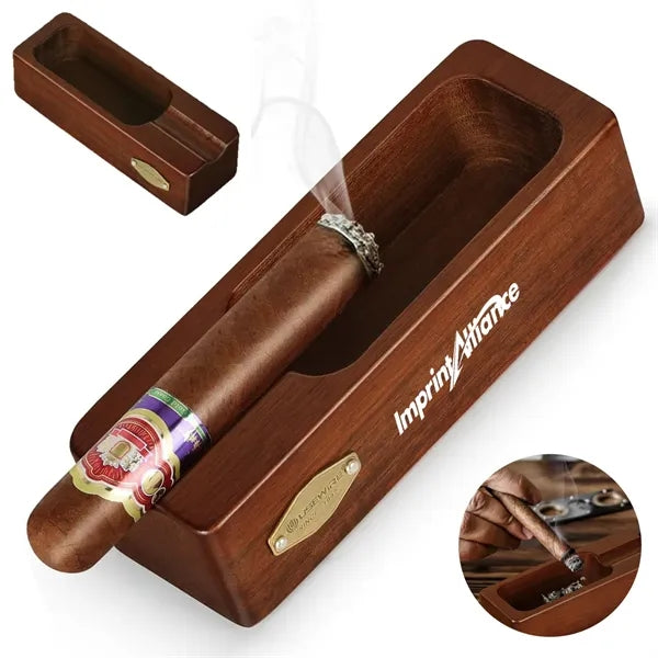 Wooden Cigar Ashtray with Single Rest Slot