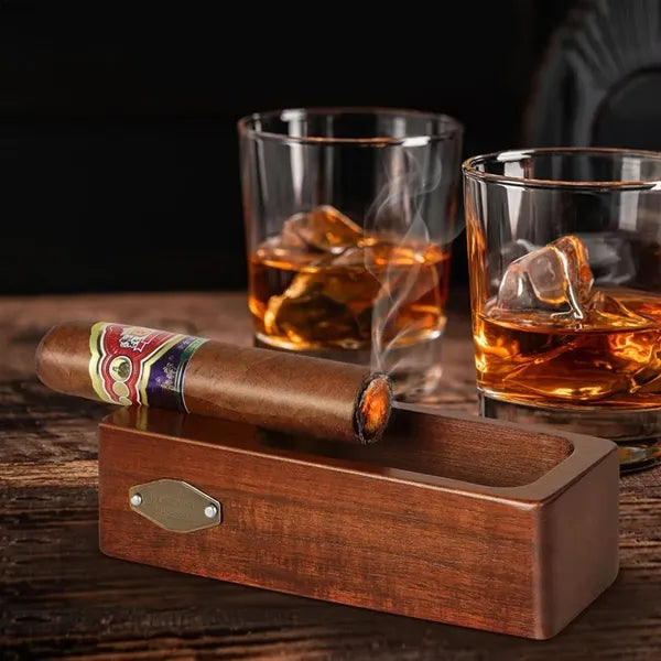 Wooden Cigar Ashtray with Single Rest Slot