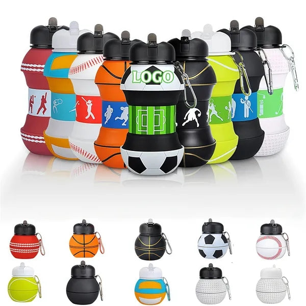 Oz Art Clip-On Collapsible Soccer Ball Water Bottle