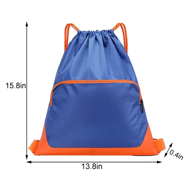 Waterproof Drawstring Backpack with Zipper Pocket