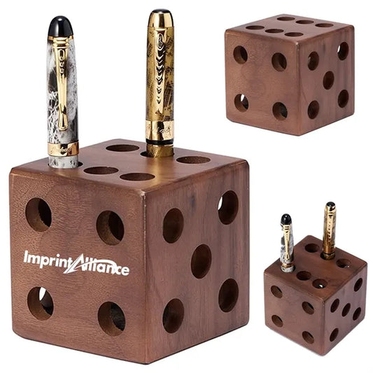 Wooden Dice Pen Holder