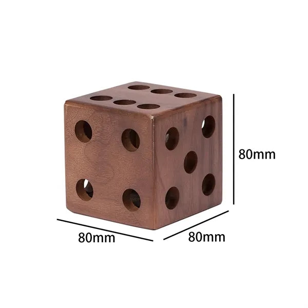 Wooden Dice Pen Holder