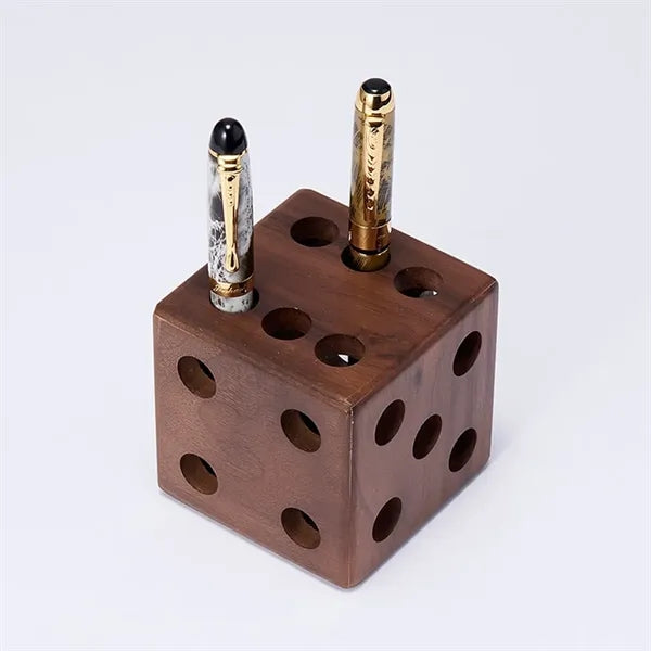 Wooden Dice Pen Holder