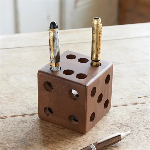 Wooden Dice Pen Holder