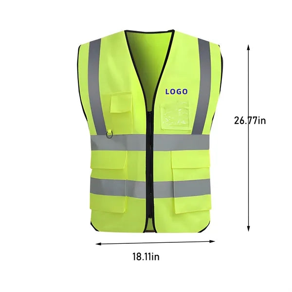 Zipper Multi Pocket Reflective Safety Vest Workwear
