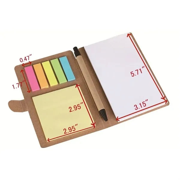 Kraft Notebook Set w/Pen & Sticky Notes
